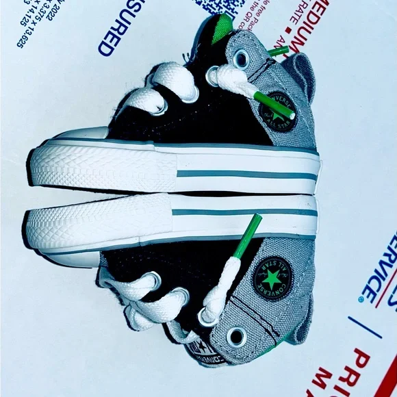 *LIKE NEW** Chuck Taylor AS ‘Street Mid’ (Grey/Black/Green), TD Size 2C: $20 - Picture 5 of 10